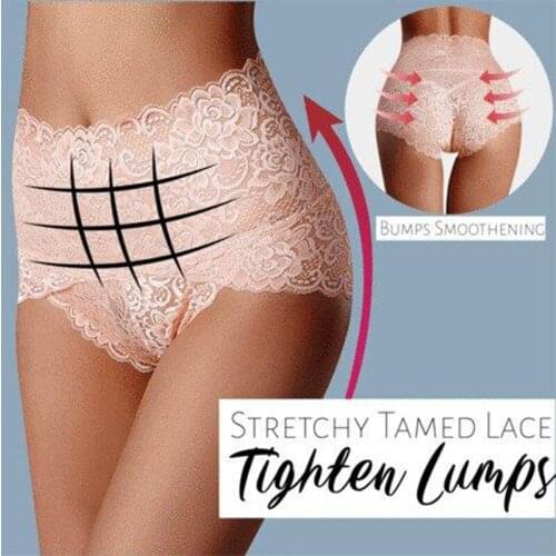 New Womens Lace Panties High-waist Seamless Underwear with Cotton Crotch Breathable Briefs for Summer Jeans Tight Trousers