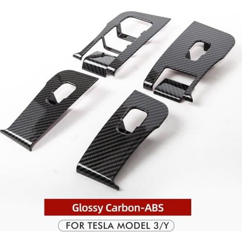 New Door Lock Protection Cover For Tesla Model 3 Y 2021 Accessories Carbon Fiber ABS For Tesla Model Three Model3