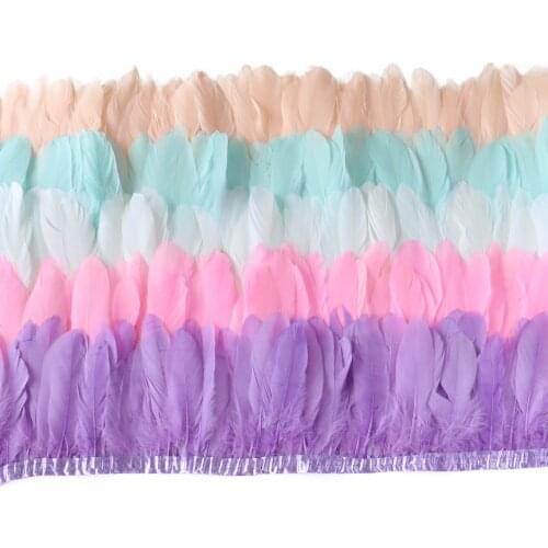 13-18cm Natural Goose Feather Trim Fringe for Wedding Dress Sewing Decoration Crafts Plume Ribbon Multi Color Wholesale