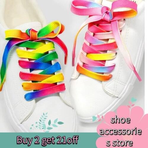 80 /120/150 cm Colorful Lace Rainbow Gradient Printing Flat Canvas Shoes Lace Shoes Lace Casual Color Color Lace Flat Lace
