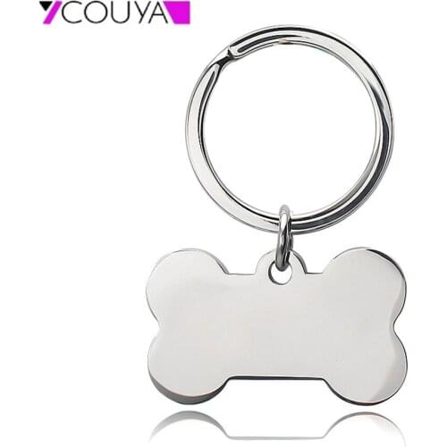 Customization 2 In 1 Stainless Steel keychains Dog Bone Shape Pendant Dog tag Engraving for Men Women Personality Keychain Gift