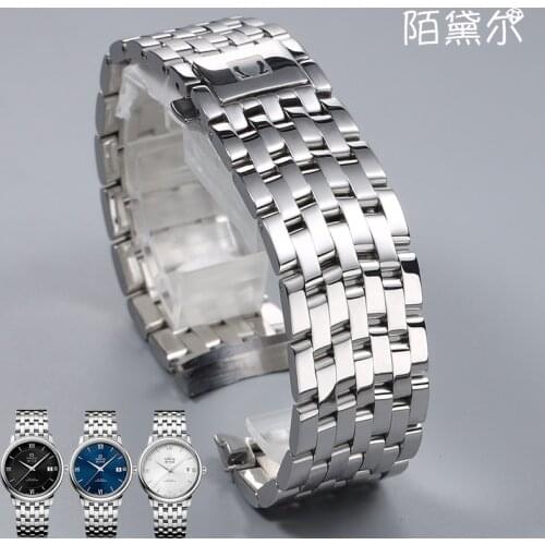 High grade 20mm Silver Stainless Steel Watchband For OMEGA DEVILLE Watch Strap Deployment Clasp Wrist Bracelet Free Tools