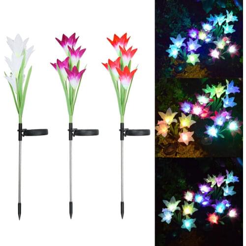 Xmas Lily Flower Solar Colorful LED Light Garden Lawn Patio Yard Decorative Lamp navidading bachelorette party xmas elk decor