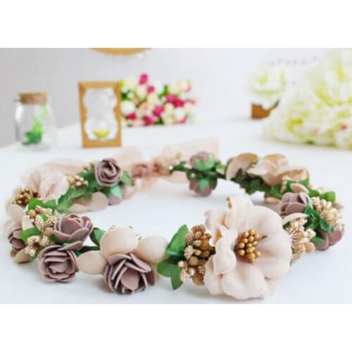 Floral Flower Party Wedding Crown Hair Wreaths Headband Hair Band Garland Gy Women Girl Bride Headdress Hair Styling Accessories