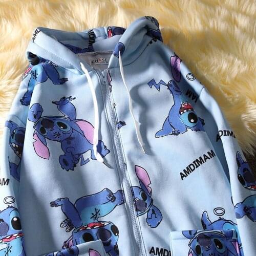 Animated full-print zipper hoodie 2021 new fried street casual sweatshirt Y2K oversize trendy brand cardigan top couple hoodie