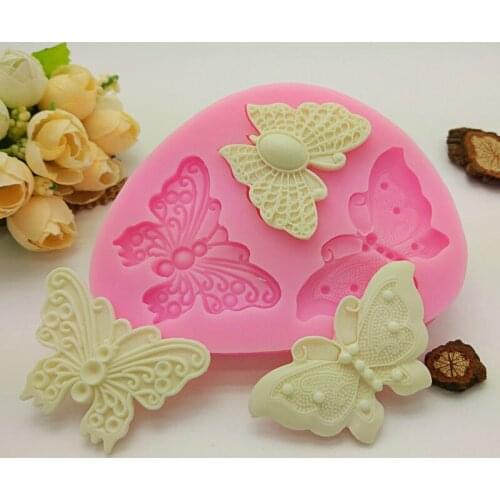8.2*8.0*1.2cm Three Butterfly Fondant Cake Mold