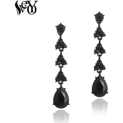VEYO Elegant Crystal Drop Earrings Classic Party Long Rhinestone Dangle Earrings for Women Fashion Jewelry Wholesale New