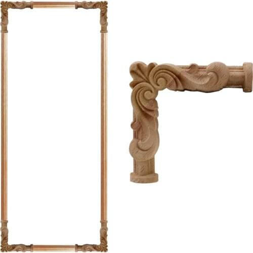 VZLX Furniture Craft Unpainte Carving Wood Decoration Accessories Maison Wooden Applique Decal Corner Onlay Frame for Home Decor