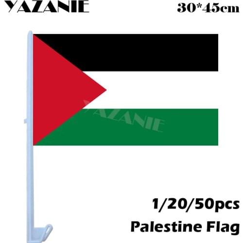 YAZANIE 30*45cm 1/20/50pcs Small Palestine Window Car Flags and Banners Palestinian Festival Double Sided Custom Polyester Flag