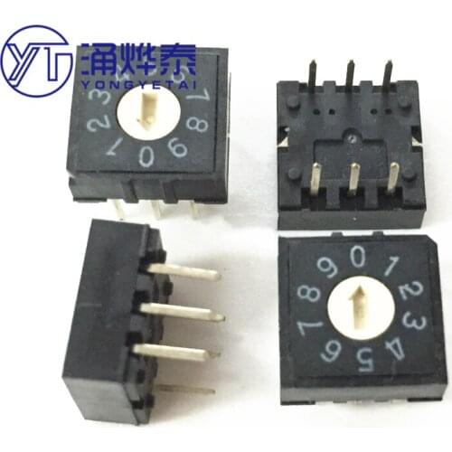 YYT 2PCS Taiwan DIP Round RH3AF-10R-V-B Rotary DIP Switch 10 Gear Switch 0-9 Code Switch 3:3