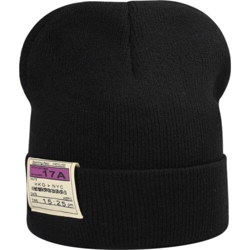 Womens hat 2021 new autumn and winter knitted hat warm cotton hat outdoor travel accessories unisex simple patch knitted hat