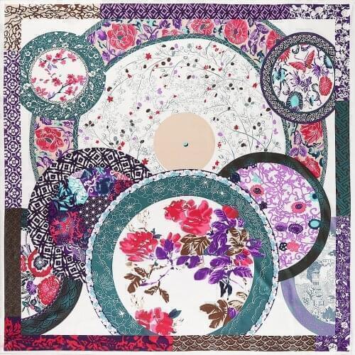 Retro Womens Scarf 130CM Blue And White Porcelain Fashion Luxury Brand Hair Scarf Handkerchief For Head Sunscreen Shawl Scarf