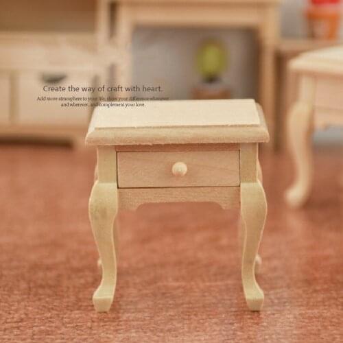 1/12Dollhouse doll house mini furniture wooden handmade bedside table/side cabinet model decoration