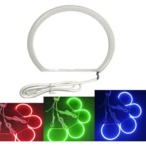 1PCS 131/146mm LED Angel Eyes RGB Colorful Multicolor Car Headlight Ring Semicircle Daytime Running Lights Motorcycle Demon Eye