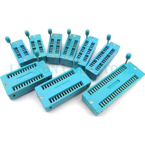 1pcs/lot 14 16 18 20 24 28 32 40 P Pin 2.54 MM Green DIP Universal ZIF IC Socket Test Solder Type IC lock seat zif socket