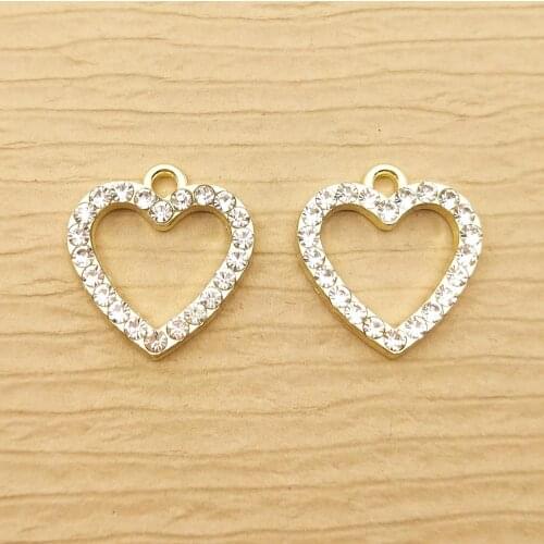 10pcs 18x19mm crystal heart charm for jewelry making cute earring pendant bracelet necklace charms diy design charms