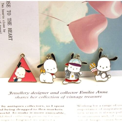10pcs Cartoon Puppy Enamel Charms Drop Oil Kawaii Animal Dog Pendants Fit DIY Jewelry Accessory Earring Bracelet Floating FX107