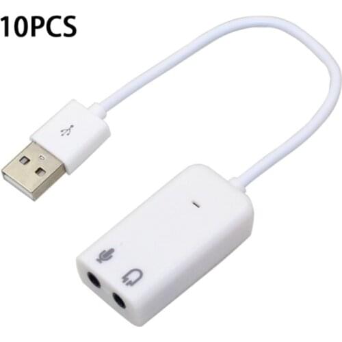 10PCS External USB Audio Sound Card Adapter 7.1 Virtual Channel With Cable Microphone 3.5mm interface Sound Cards