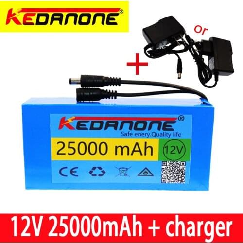 2PCS 12v 25000mAh lithium-ion Rechargeable battery High Capacity 12.6v 25Ah AC Power Charger With charging indicator + charger