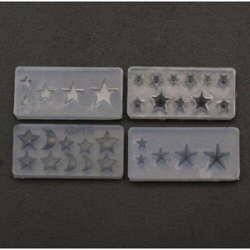4Pcs Moon Star Nail Art Silicone Mold Template Mould Kit Resin Jewelry Mold Kit W0YA