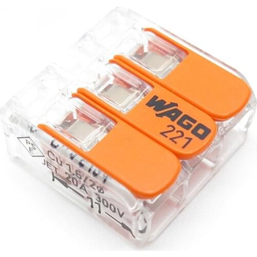 50pcs 221-413 3-Con 100% Germany original terminal universal compact led wiring wire connector 221-413