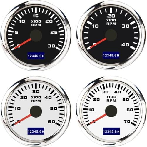 52MM Car RPM Tachometer 3000-8000 RPM Tacho Meter With LCD Hour Fit For Car Yacht Motorcycle Boat Tachometer