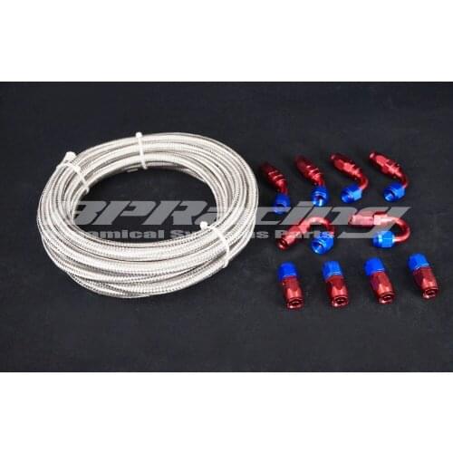 8AN AN-8 Two layer Stainless Steel Braided Racing Hose Line 5 M & Hose Fitting 10PCS