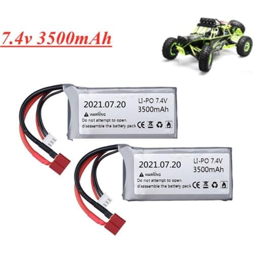 7.4V battery For Wltoys 144001 12423 12428 104001 124018 RC car 2s 7.4v 3500mAh Lipo Battery For Wltoys 144001 feiyue 03 Q39