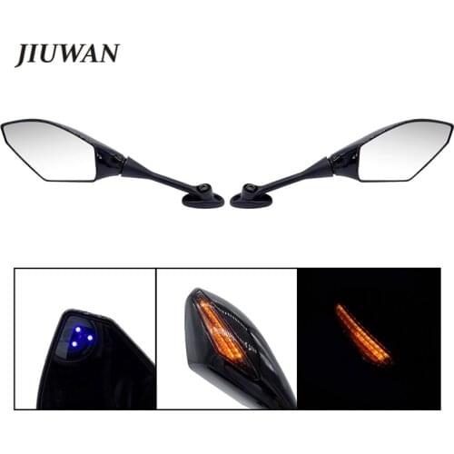 Left & Right Black Shell Motorcycle Rearview Side Mirror With LED Turn Singals For Honda CBR 1000RR 250R 600RR CBR300R CBR500R