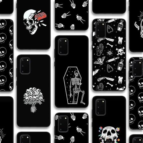 Skull Case for Samsung Galaxy S21 A51 S20 A50 A71 A70 A12 A21S S10 S9 S8 A52 A72 S10e Note 20 10 8 9 Plus Ultra Lite Black TPU