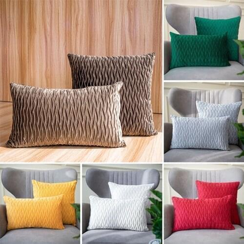 Nordic Wave Stripe Decorative Pillowcase Velvet Pillow Cushion Cover Home Office Sofa Waist Pillow