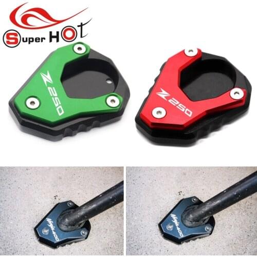 For Kawasaki Z250 2019-2020 Motorcycle Accessories CNC Alunimun Kickstand Plate Extension Pad Stand Enlarger LOGO Z250