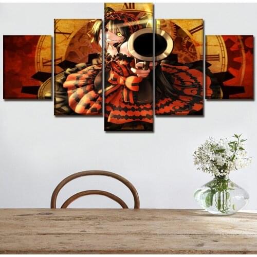 Home Decor Canvas Painting Pictures 5 Pieces Date A Live Animation Modern Wall Art Prints Modular Poster For Living Room Frame