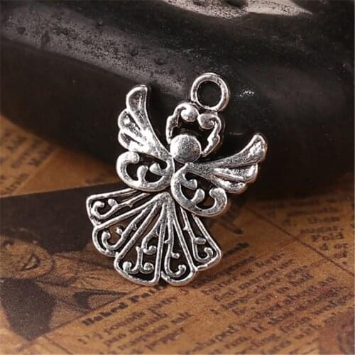 DoreenBeads Zinc Based Alloy Charms Angel Style silver color DIY Jewelry Components Findings 20mm( 6/8") x 14mm( 4/8"), 10 PCs