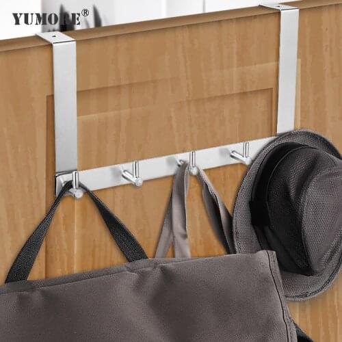 YUMORE Over The Door Hanger Stainless Steel Heavy Duty Door Hooks Towel Coat Robe Hooks Bathroom Bedroom Kitchen Storage Tools