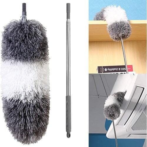 Cleanhome Microfiber Telescoping Duster, 100" Extendable, Scratch-Resistant Cover, Stainless Steel Pole, Bendable Head, Washable
