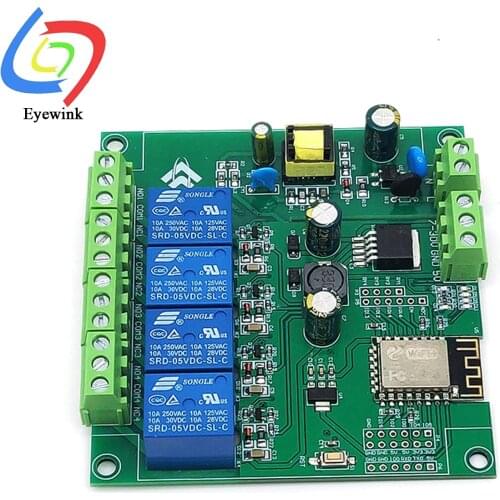AC 90-250V/DC 7-30V/5V Power Supply ESP8266 ESP-12F WiFi Programmable Development Module 4 Channel Relay Board for Arduino