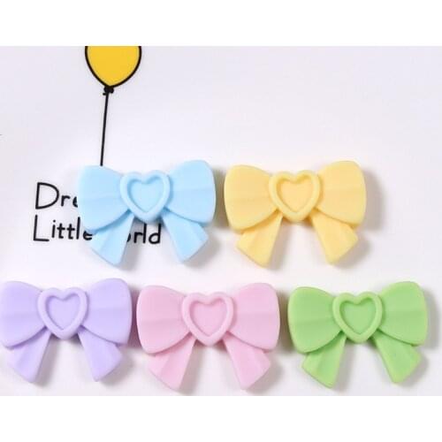 10Pcs Kawaii Heart Bowknot Flat back Resin Cabochon Fit Phone Case Deco Parts DIY Embellishments for Scrapbooking Accessories