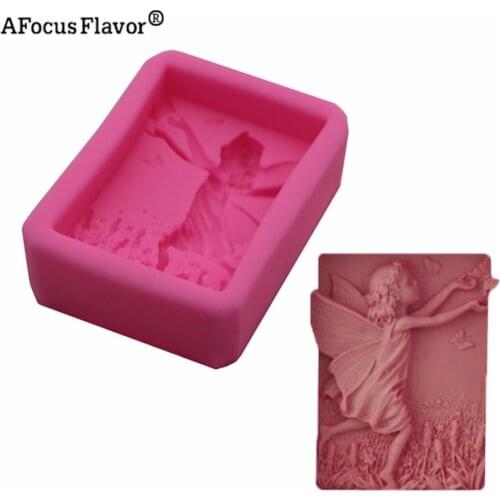 Beautiful angel flower fairy running girl Silicone Handmade Stencil Natural Soap Mold Chocolate Cake Ice Cream Decoration Tool