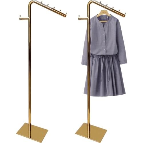 Linliangmuyu metal polish gold floor-to-ceiling clothing display stand for clothes dress clothing store accessories GY04