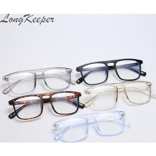 LongKeeper New Fashion Anti Blue Light Blocking Glasses Frame Women Men Flat Square Computer Eyeglasses Okulary UV400