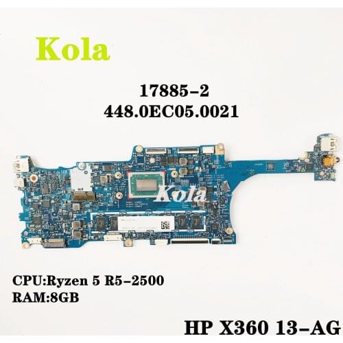 448.0EC05.0021 17885-2 Mainboard For HP X360 13-AG 13M-AG Laptop Motherboard W/ Ryzen 5 R5-2500 8GB-RAM L19573-601 L19573-001