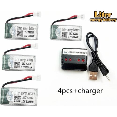 Upgraded 25c 3.7v 500mah Lipo Battery for Syma X11 X11c Hubsan X4 H107c H107d H107l Rc Quadcopter lipo 752035 lipo battery