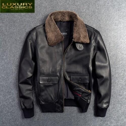 Leather Coat Men Real Winter Thick Fur Collar Clothes 2021 Streetwear Genuine Cow Leather Jacket Moto Biker Jackets 1968