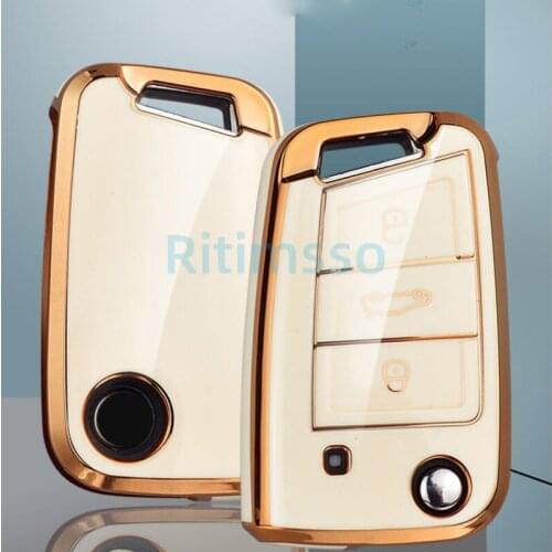 New Tpu Car Key Case Cover For VW Volkswagen Golf 7 MK7 Tiguan MK2 For SEAT Ateca Leon FR 2 Ibiza For Skoda Octavia A7