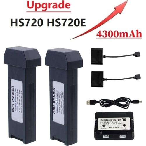 Upgrade 50% 7.4V 4300mAh Lipo Battery For HS720/HS720E Drones Battery Charger Sets For RC Quadcopter Spare Parts VS 2800mAh