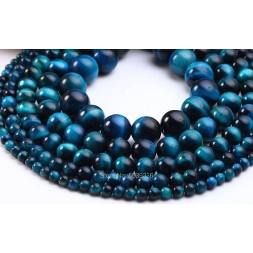 Wholesale Blue Tiger Eye Agates Beads Natural Stone Round Loose Beads 4 6 8 10 12mm for Needlework Jewelry Making