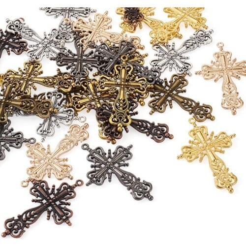 Pandahall 28pcs/set Hollow Cross Alloy Big Pendants Charm for Jewelry Making DIY Bracelet Necklace Accessories Finding