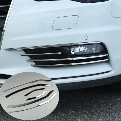 Car Front Fog Lamp Grille Decoration Cover Trim Stainless Steel Strips 6pcs For Audi A3 8V 2013-2016 Exterior Molding Decals