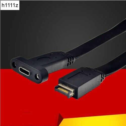 50cm USB 3.1 Front Panel Header Type-E to USB-C Type C Female Connector Extension Wire Cable With Panel Mount Bracket Screws NEW